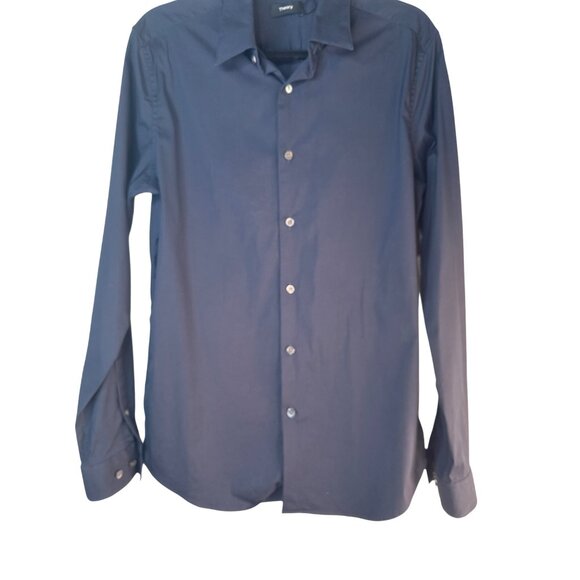 Theory Mens Medium Long Sleeve Button-Up Shirt Navy Blue - Picture 9 of 15